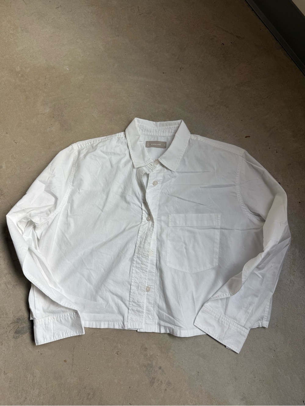 Women’s Everlane White Button-Up Shirt - Casual Cotton Long Sleeve. NWOT.